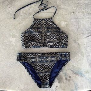 La Blanca Navy and White Bikini Top
